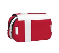 Borsa per matite portatile con stampa di bandiera danese per cosmetici, articoli da toeletta multiuso, grande capacità, per uso quotidiano