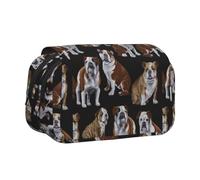 Borsa per matite portatile con stampa di bulldogs inglesi per cosmetici e articoli da toeletta multiuso carino di grande capacità per uso quotidiano