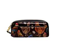 Borsa Per Matite Print Chicken Rooster And Eggs Astucci Matite Grande Capacità Borsa Porta Penne Con Scomparti Borsa Dei Trucchi Per Studenti Adolescente Ragazze