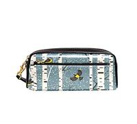 Borsa Per Matite Winter Birch And Birds Scatola Di Cancelleria Con Scomparti Astuccio Per Matite Grande Capacità Portapenne Astuccio Per Ragazzi Ufficio Adulto