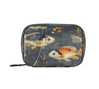 Borsa per medicina di pesce estetica grigia da viaggio con scomparti staccabili, organizer per pillole medicinali per borsa