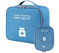 Borsa per Medicinali, 2 Sacchetti per Pronto Soccorso, Kit di Pronto Soccorso Portatile, Mini Porta Medicine da Viaggio per Ufficio, Auto, Viaggi (Bleu)