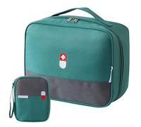 Borsa per Medicinali, 2 Sacchetti per Pronto Soccorso, Kit di Pronto Soccorso Portatile, Porta Medicine da Viaggio Mini, Per Casa, Ufficio, Auto, Viaggi (Vert)