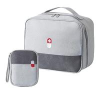 Borsa per Medicinali - 2 Sacchetti per Pronto Soccorso, Kit Portatile Porta Medicine da Viaggio, Mini Kit di Pronto Soccorso per Casa, Ufficio, Auto, Viaggi (Gris)
