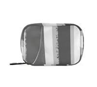 Borsa per medicinali a righe grigie con motivo geometrico per borsetta con scomparti staccabili, organizer portatile da viaggio per borsa