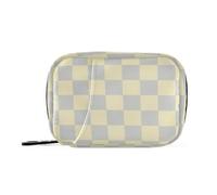 Borsa per medicinali a scacchi giallo chiaro e grigio chiaro con scomparti staccabili, portapillole portatile per borsa