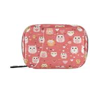 Borsa per medicinali con gufo anime, per San Valentino, pesca, con scomparti staccabili, comodo organizer per pillole, grande