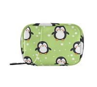 Borsa per medicinali con scomparti staccabili, motivo pinguino, colore: verde