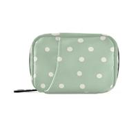 Borsa per medicinali da donna, verde chiaro con pois bianchi, con scomparti staccabili, attaccabile, organizer per borse