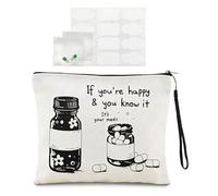 Borsa per medicinali e medicinali, organizer per donne e uomini, divertente, impermeabile, multifunzionale, portatile, per borsa, Se sei felice