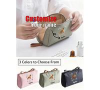 Borsa per medicinali portatile personalizzabile con stampa a motivo volpe, organizer compatto per pillole e kit di pronto soccorso, contenitore per medicinali da viaggio pratico per uso quotidiano/all