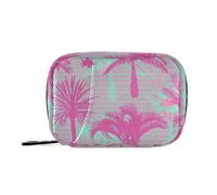 Borsa per medicinali rosa con palma tropicale con scomparti staccabili, organizer da viaggio per borsa