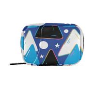 Borsa per medicine, con triangoli bianchi e neri, fondo blu, con scomparti rimovibili, pratica da viaggio