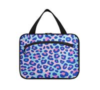 Borsa per medicine da appendere con stampa leopardata blu-rosa per viaggiare con gancio, borsa da trucco chic per donna hotel estuche para brochas maquillaje L