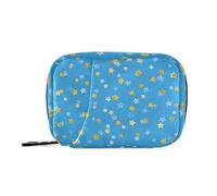 Borsa per medicine da viaggio senza soluzione di continuità blu con stelle dorate blu con scomparti staccabili Organizer riutilizzabile per pillole mensile per borsa