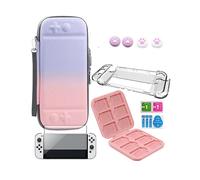 Borsa per Nintendo Switch INF Custodia per interruttore OLED con accessori Rosa/Blu 8 parti