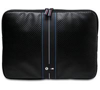 BORSA PER NOTEBOOK BMW Carbon & Blue Stripe Sleeve, 16", nero, con cerniera lampo
