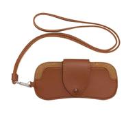 Borsa per occhiali da sole, custodia per occhiali con cordino per il collo, custodia protettiva in pelle PU, organizer leggero per occhiali, design resistente ai graffi, per donne e uomini, attività