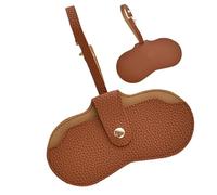 Borsa per occhiali da sole in pelle - Slim per occhiali da sole con cinturino | Portaocchiali da sole portatile per dormitorio o viaggio, Coperchio per maniche per lenti di protezione leggera, marrone