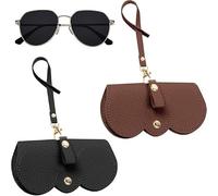Borsa per occhiali di 2 eleganti borsa per occhiali set di occhiali da sole, copertura per occhiali,Custodie per Occhiali Eleganti in Pelle PU,Colori Nero e Marrone, Protezione e Stile
