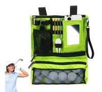 Borsa per oggetti da golf, borsa per cosmetici da golf, con cerniera, pieghevole, borsa per cosmetici portatile, multiuso, con diverse tasche, Verde, 11.81x10x0.59 inches, Alla moda e casual