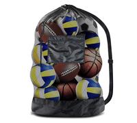Borsa per pallone da calcio,Rete per palloni extra grande, grande, rete per 12-15 palloni, per calcio, basket, pallamano, pallavolo, nera (30 x 40 pollici)