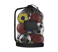 Borsa per palloni da calcio, 101,6 x 76,2 cm, con coulisse, in rete, con tasca con cerniera, resistente, per allenatori, multiuso, per abbigliamento da spiaggia e attrezzatura da nuoto