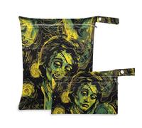 Borsa per pannolini bagnata vintage American Comics a prova di disordine, confezione da 2 sacchetti bagnati per costume da bagno con manici per palestra, pannolini per bambini