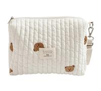 Borsa per pannolini con chiusura a cerniera in cotone con motivo a orsetto modello Stroller Caddy 8, 7x3, 5x6, 3 pollici organizer universale per passeggino per tovaglioli biberon giocattoli