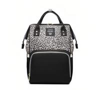 Borsa per pannolini con stampa leopardata zaino borsa per pannolini multifunzione per la cura del bambino borsa da viaggio impermeabile per la mamma marrone