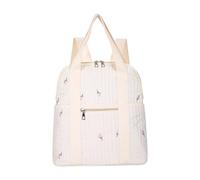 Borsa per pannolini in cotone con imbottitura rinforzata per spalle fiore/orso, resistente all'acqua, soluzione di archiviazione multipla per i genitori, zaino impermeabile per pannolini per mamme