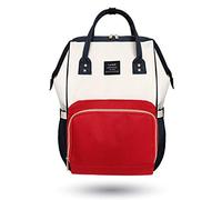 Borsa per pannolini multifunzione impermeabile zaino da viaggio per la cura del bambino, grande capacità, elegante e durevole (bianco rosso)