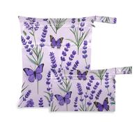 Borsa per pannolini riutilizzabile viola lavanda con farfalle confezione da 2 borse per pannolini oggetti essenziali con manici per yoga, bagno