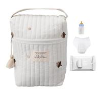 Borsa per pannolini trapuntata, Borsa per pannolini portatile - Borsa per ciuccio trapuntata in cartone animato - Borsa per pannolini in tessuto, borsa per ciuccio portatile con manico per giocattoli,