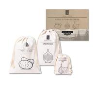 Borsa per patate, sacchetto per cipolle e aglio confezione da 3 pezzi in vero lino misto cotone, sacco per alimenti, prodotto ecologico, per conservare verdure, borsa per alimenti | 30 x 40 cm