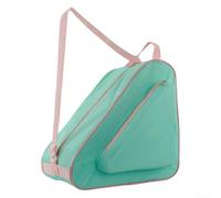 Borsa per pattini a rotelle e pattini da ghiaccio in nylon impermeabile resistente agli strappi, grande capacità, tasca laterale con cerniera e tracolla regolabile per un comodo trasporto (verde rosa)