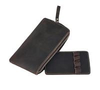 Borsa per penna stilografica, organizer per cancelleria con chiusura lampo, in pelle PU, vetrina vintage per penna stilografica e portamine, caffè, vedi descrizione, Vedi descrizione