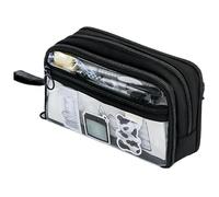 Borsa per penne, borsa per bambini, borsa per penne, borsa per studenti universitari, custodia trasparente per penne, borsa da viaggio, viaggio per uso esterno e interno, Nero , Se référer au