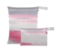 Borsa per pittura artistica con inchiostro rosa, bianco, grigio, per palestra, confezione da 2 pezzi essenziali da viaggio per bambini, con manici per yoga