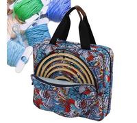 Borsa per progetti di cucito, scatola da ricamo con motivo floreale, custodia quadrata per il trasporto, borsa leggera portatile, custodia per il trasporto artigianale con manici per gli amanti del