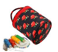 Borsa per progetti di tessitura, supporto per filo per uncinetto, organizer per borse all'uncinetto in tessuto Oxford con cerniera, organizer per riporre filati, borsa a botte di filo