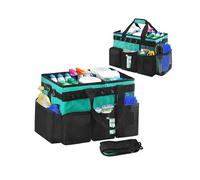 Borsa per Pulizia Indossabile, 39x24x27cm Contenitore Organizer per La Pulizia con 5 Tasche e Spallacci Regolabili, Cestino Porta Attrezzi Impermeabile Pieghevole Porta Prodotti Pulizia (Verde)