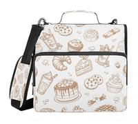 Borsa per raccoglitori a 3 anelli con cerniera per torte, formaggio, torta di mele, multi-tasche, con tracolla e manico, per scuola, lavoro, ufficio, biscotti, ciambelle