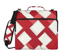 Borsa per raccoglitori a 3 anelli, motivo a scacchi, colore: rosso e bianco | Portfolio Organizer con anelli da 5,1 cm, adatto per laptop da 14 pollici, per scuola e ufficio