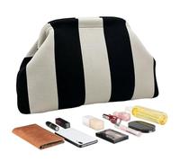Borsa per ravioli - Pochette all'uncinetto | Elegante pochette leggera da donna, accessorio casual per matrimoni, viaggi e vacanze, Strisce bianche e nere., Refer to description