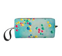Borsa per riporre oggetti quotidiani con palloncini colorati con cielo blu, borsa portatile semplice da tenere in mano, borsa da viaggio con cerniera per il trucco, può contenere oggetti quotidiani,