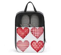 Borsa per scarpe a forma di cuore rossa a righe e quadri, per viaggi e uso quotidiano, anti-polvere, porta scarpe da golf