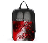 Borsa per scarpe astratta rossa nera bianca con chiusura a cerniera, borse portaoggetti con manico e portatile, borsa per scarpe resistente all'acqua essenziale da viaggio