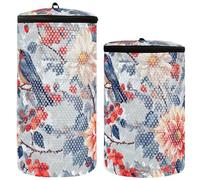 Borsa per scarpe con fiori di ciliegio e uccellini autunnali color argento, per lavatrice, scarpe da ginnastica, set di 2 sacchetti per la biancheria, per lavare le scarpe, autunno Fiori Fiori