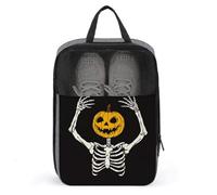 Borsa per scarpe con testa di zucca gialla a scheletro di Halloween, per viaggi e uso quotidiano, anti-polvere, custodia per scarpe da golf